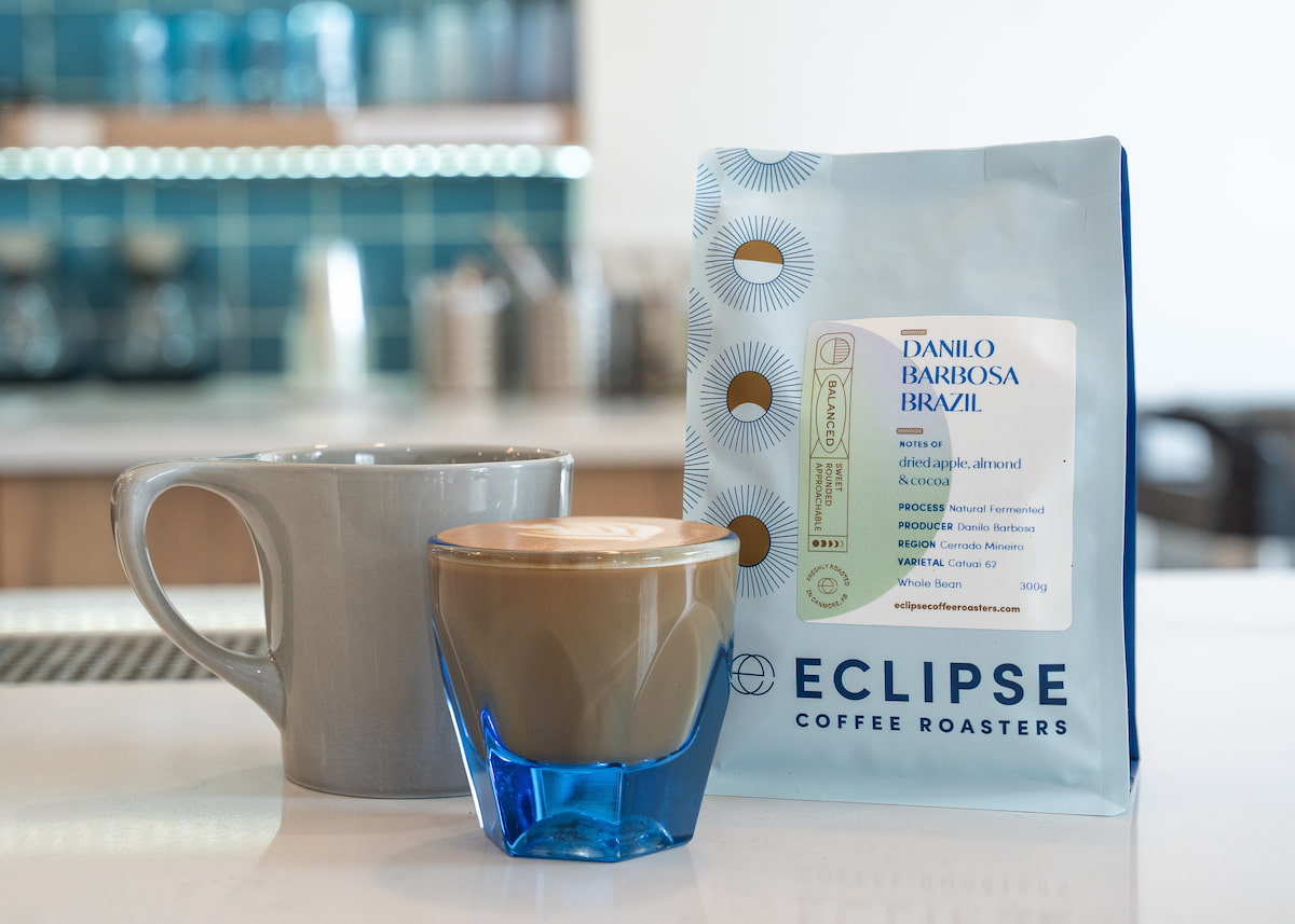 Danilo Barbosa Eclipse coffee with a cortado and black drip coffee